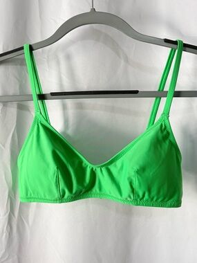 Aerie Bright Green Scoop Bikini Top size Small